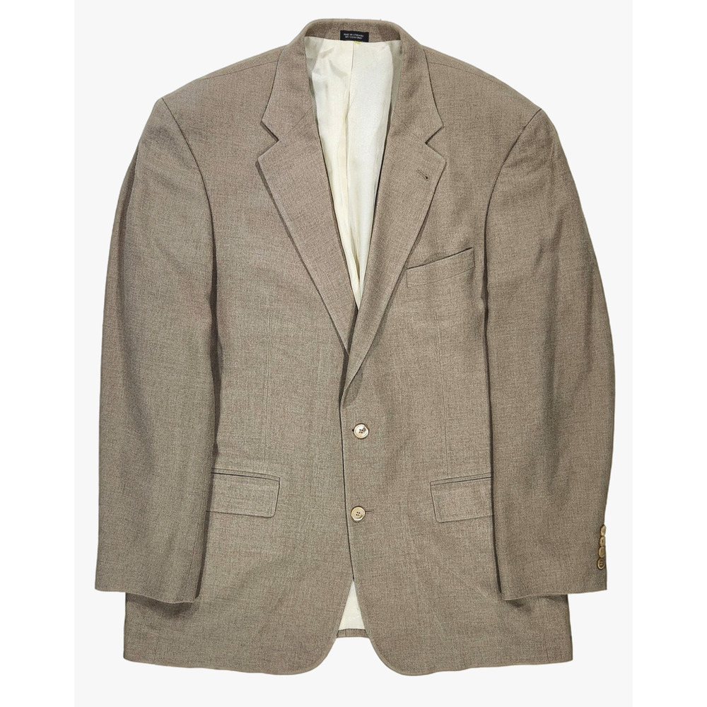 Oscar de la Renta 46L Taupe Silk Wool Blend Blazer 2-Button Suit Jacket